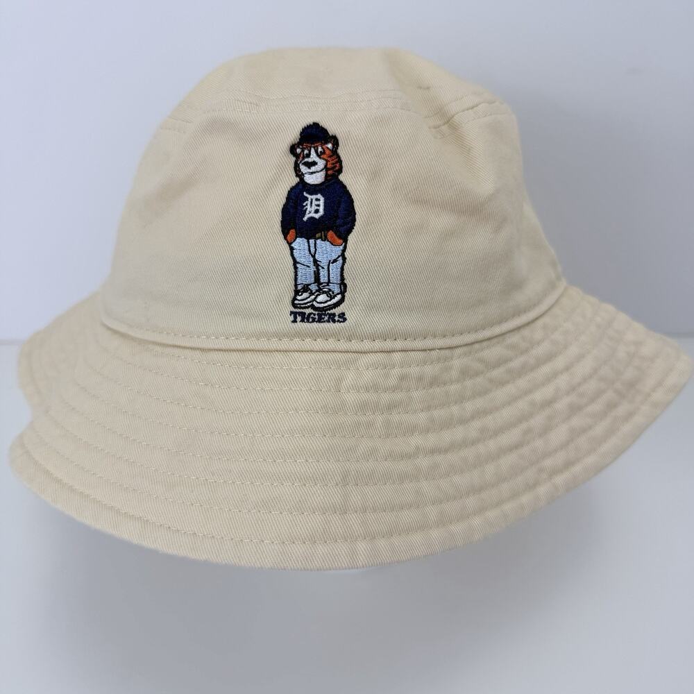 Detroit Tigers Mascot Paws TIGER Coney Island Beige Cotton Bucket Hat Melonwear - Picture 2 of 6